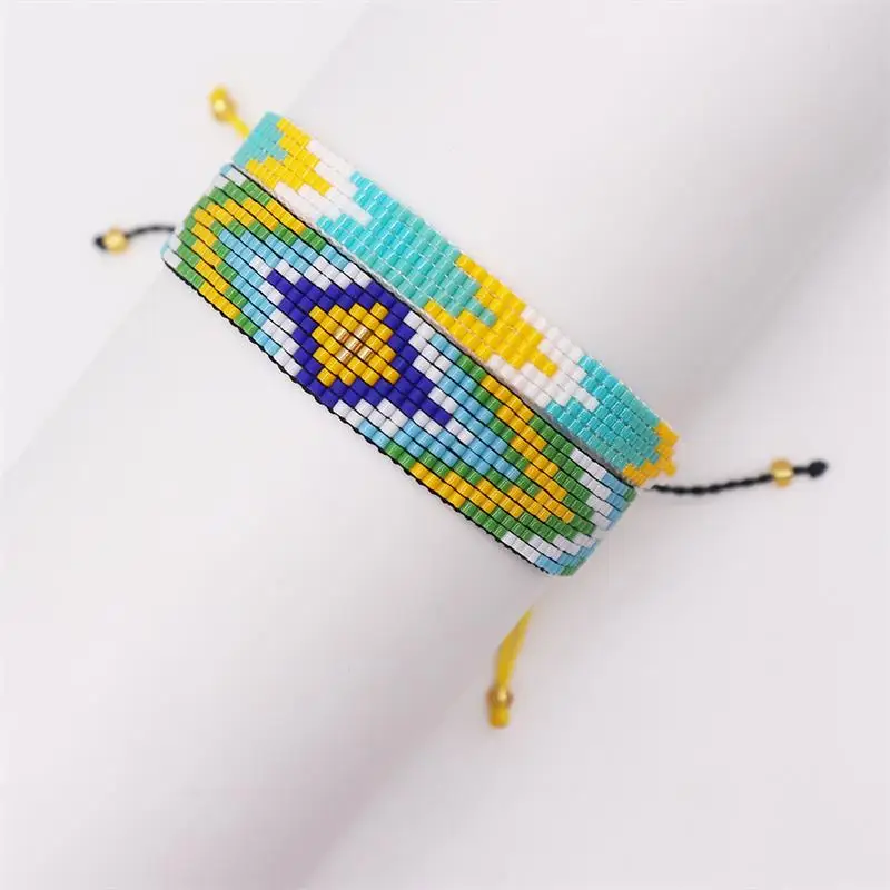

BLUESTAR Turkish Evil Eye Bracelet Fashion Jewelry Miyuki Seed Beads Handmade Woven Adjustable Bracelets for Women & Men