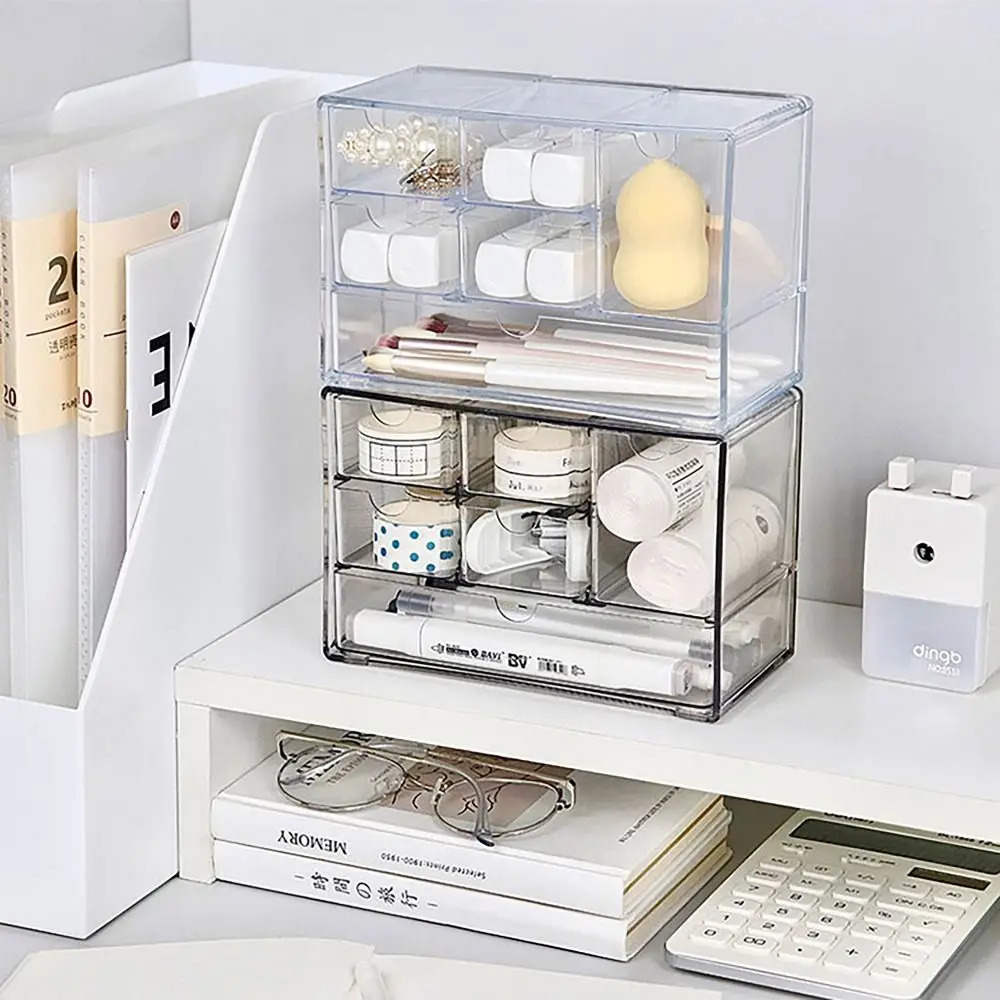 Прозрачный ящик коробка для хранения многофункциональная полка большой емкости