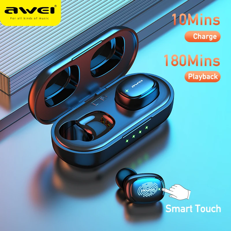 

AWEI TWS Wireless Earphone Bluetooth V5.1 Earbud Bass In-Ear Headphone With Microphone Handfree Earbuds Gaming Headset T13 Pro