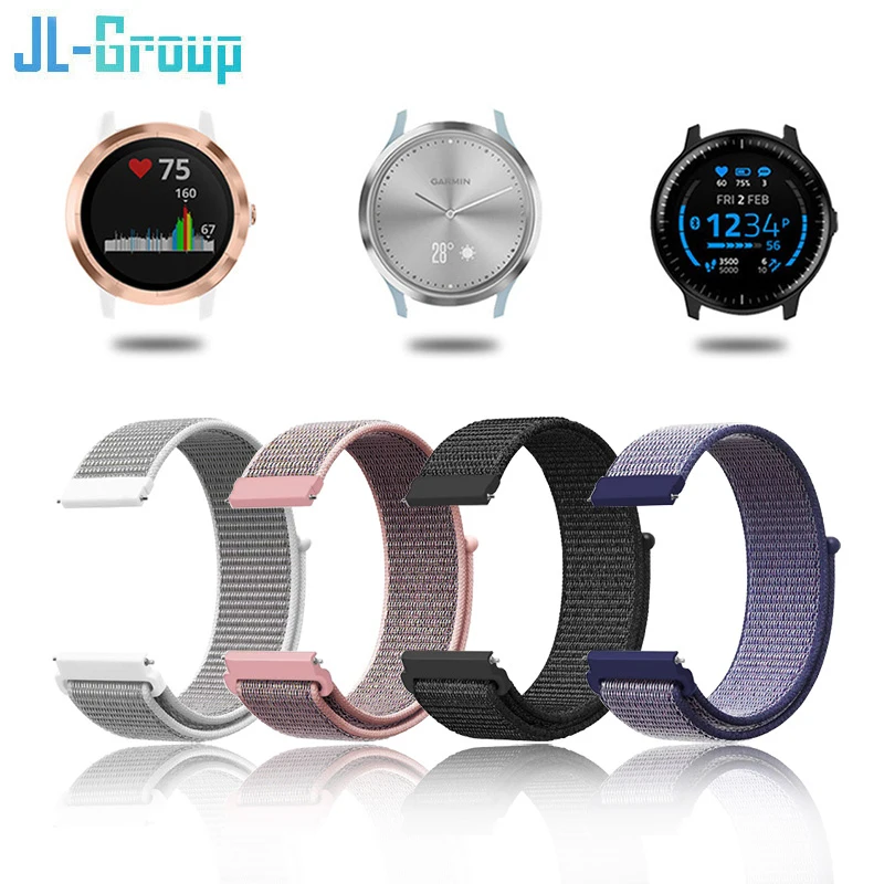

20mm 22mm Nylon Strap Garmin Vivoactive 3 4 Watch Band Velcro Watchband For Garmin Venu 2 Plus SQ Forerunner 245 645 Bracelet