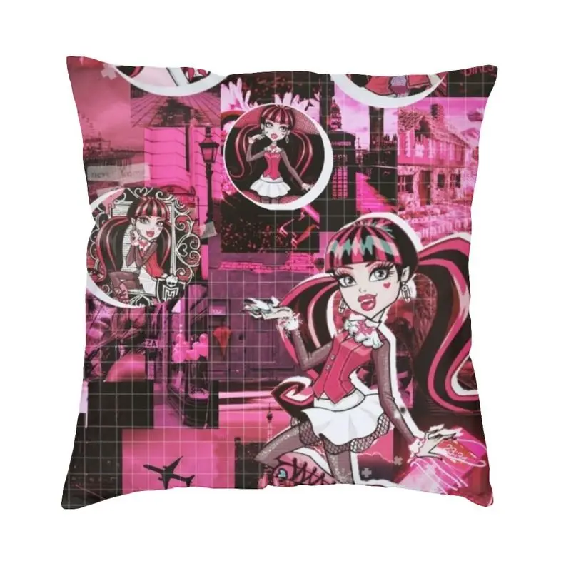 Чехол-наволочка с изображением мультяшного фильма Monster High Draculaura для гостиной роскошный чехол для подушки квадратная подушка 40x40 см чехол-на...