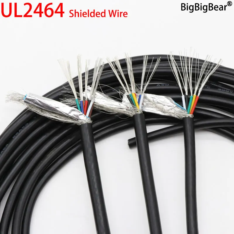 Экранированный провод UL2464 2/5/10 м, 26AWG 24AWG 22AWG канальная аудиолиния 2 3 4 5 6 8 ядер, медный кабель управления сигналом, провод с покрытием