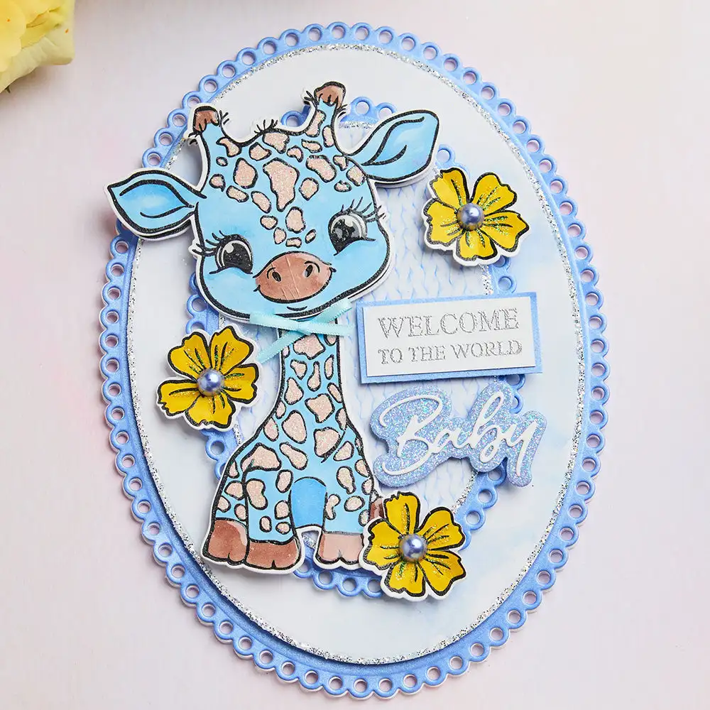 Новинка 2026: Металлические вырубные ножи и штампы Chloes Baby Collection Giraffe Baby Collection Sentiment Grandchild для скрапбукинга и рукоделия (art.: 3920c84afbe88) - 3920c84afbe88