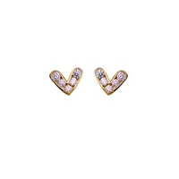 kawiia 925 sterling silver plated 14k gold fashion jewelry earrings female zircon mini love earrings for women aretes de mujer