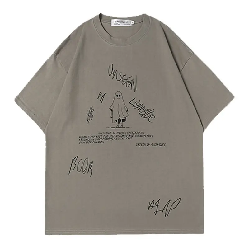 

Oversize Anime T-Shirt Harajuku Devil Print Graphic Tees Shirt Men Short Sleeve Teenagers Casual Gothic Punk Rock Cartoon Tshirt
