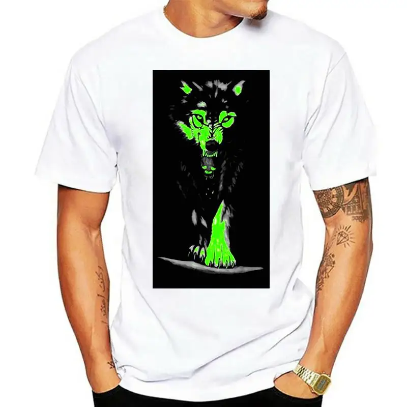 

Мужская светящаяся футболка Gn из хлопка с объемным вольком, яркая футболка с коротким рукавом, крутая Повседневная футболка, Мужская футбол...