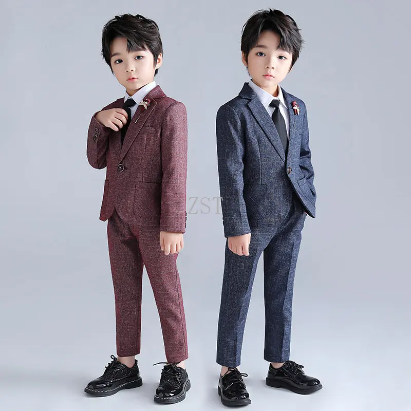 

Boys Formal Suit Set Children Wedding Party Piano Performance Host Graduation Chorus Costume Kids Blazer Shirt Pants