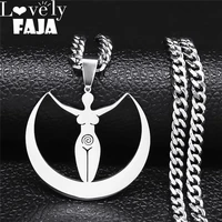 moon vortex goddess stainless steel chain necklace silver color necklaces pendants for womenmen jewelry collares n4430s03