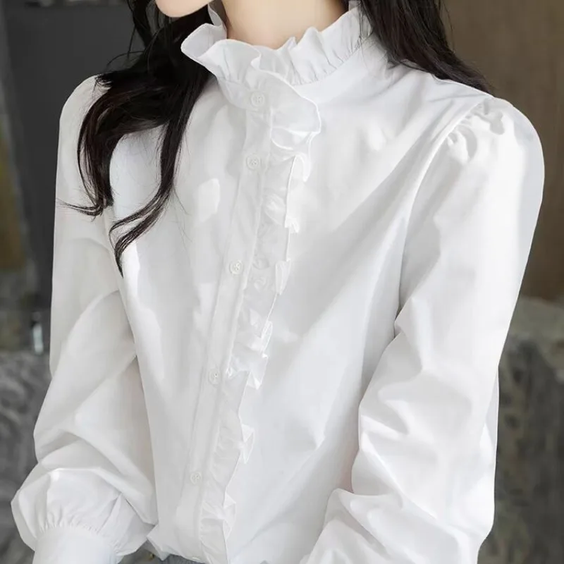 Женская рубашка с воротником-стойкой элегантная повседневная Однотонная на