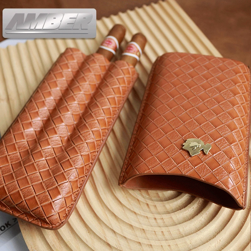 

Cigar Case 3- cigars tubes Leather Travel Portable Humidor with Cedar Wood Lined with Stainless Steel Cigars Cutter