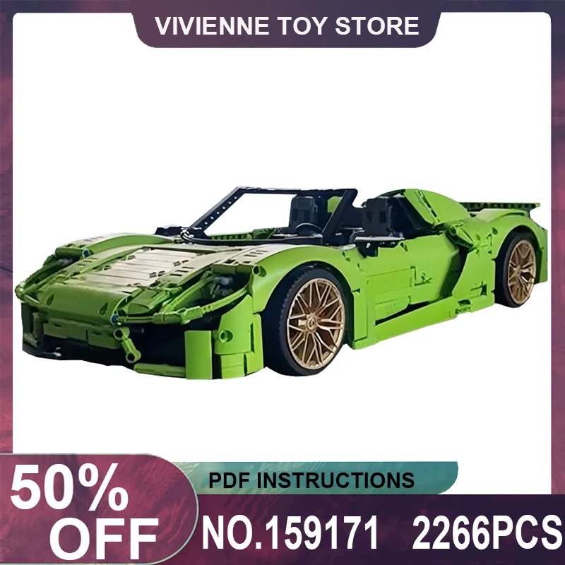 

MOC 159171 технический зеленый супер спортивный автомобиль 1:8, строительные блоки, кирпичи, головоломки, игрушки, рождественские подарки для детей