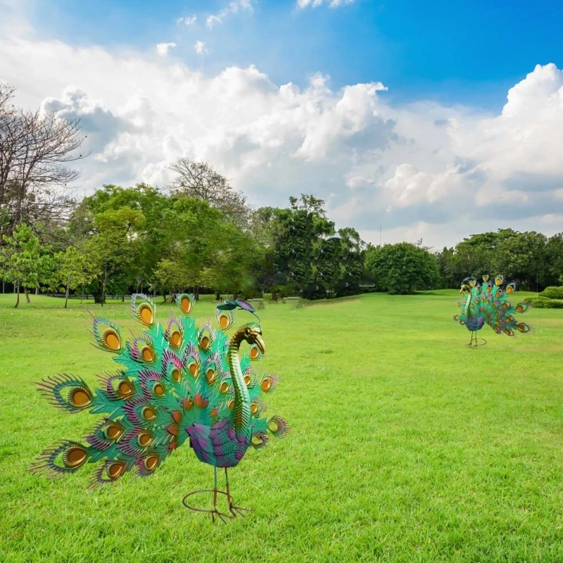 Статуя павлинов садовые декоры металлические павлины украшения для газона
