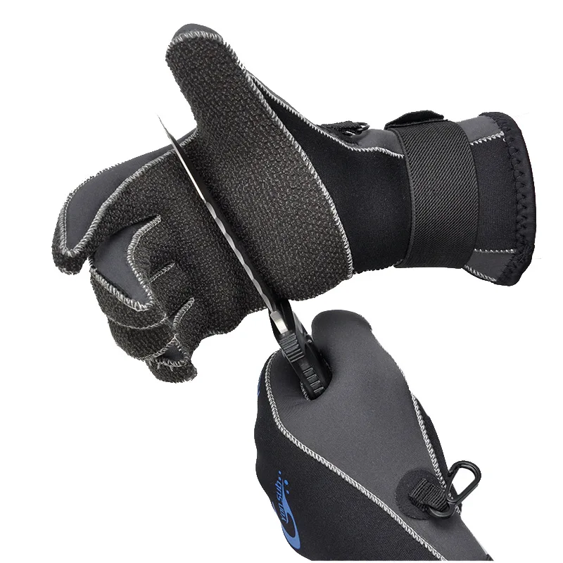

3MM Kevlar Diving Gloves For Underwater Hunting CR Non-Slip Wear-Resistant Equipment Adjustable Black Stab-Resistant Gloves