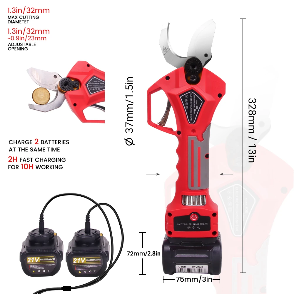 

32 мм 21 в беспроводной секатор литий-ионный секатор эффективный ножницы для бонсая электрические ветви деревьев садовые инструменты электрические