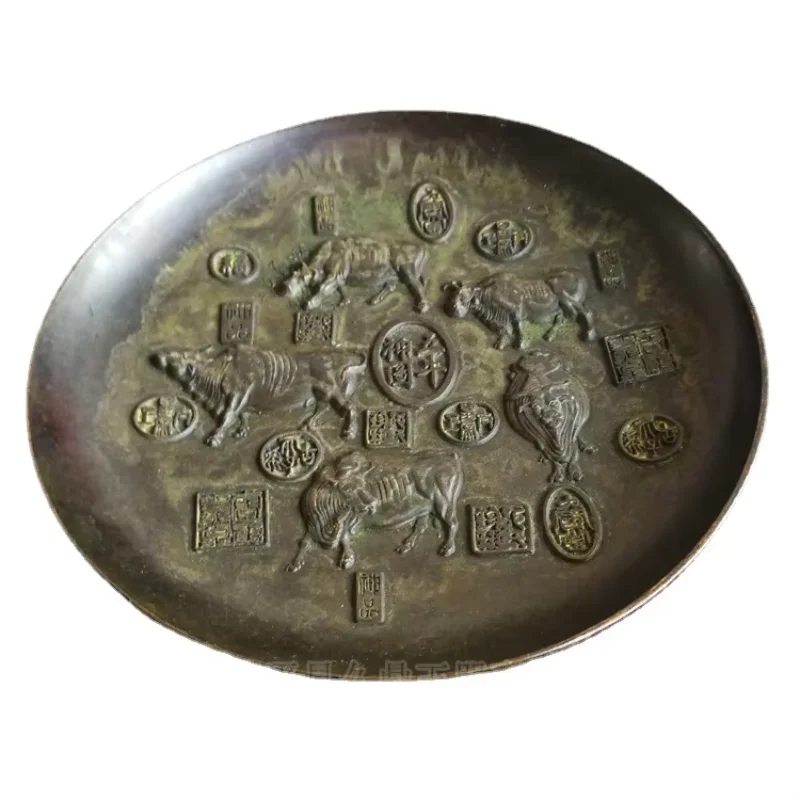 Разное античное бронзовое латунное украшение Wuniu Tu тарелка для дома и офиса