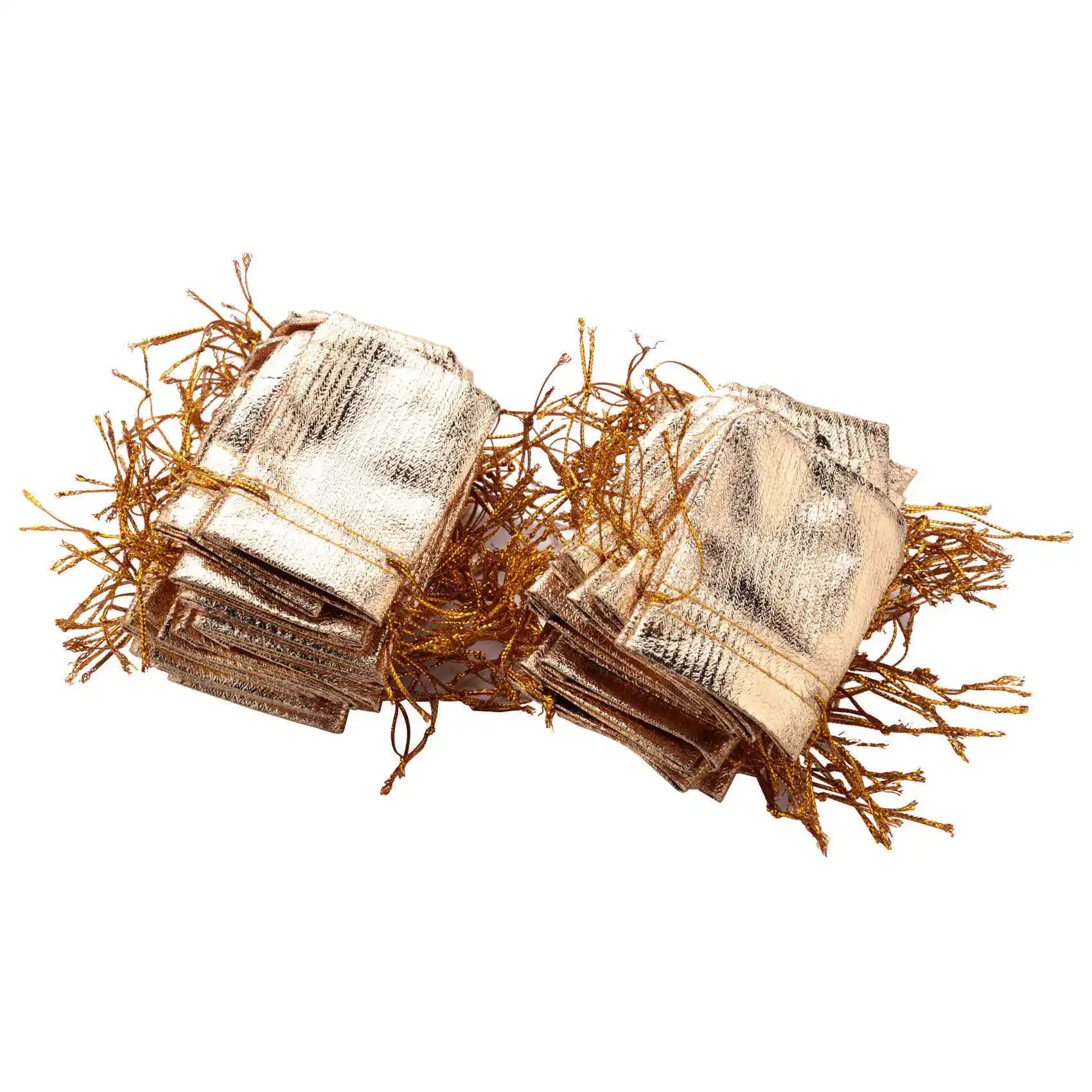 

100 шт., подарочные пакеты из органзы и золотой фольги