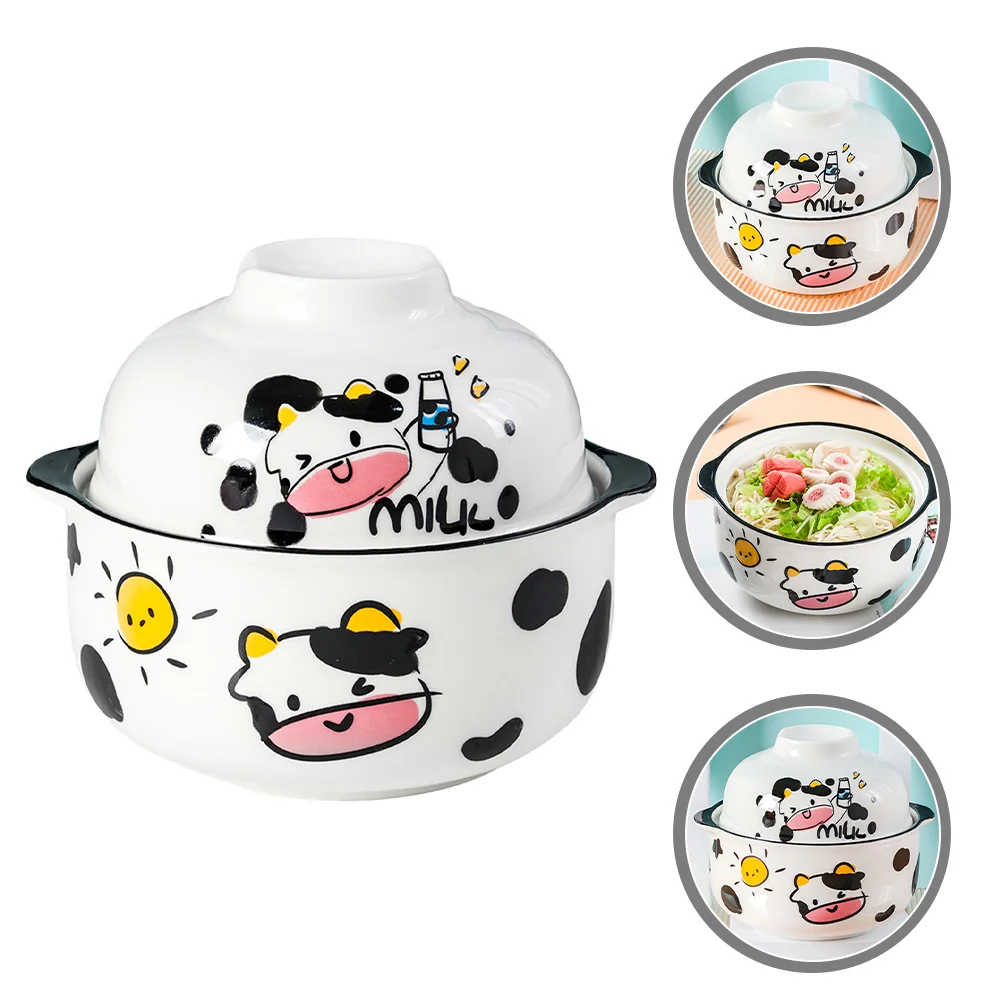 

Bowl Ramen Ceramic Noodle Udon Bowls Lid Soup Set Salad Cooking Asian Cereal Handle Instant Serving Pasta Picnic Breakfast Sauce