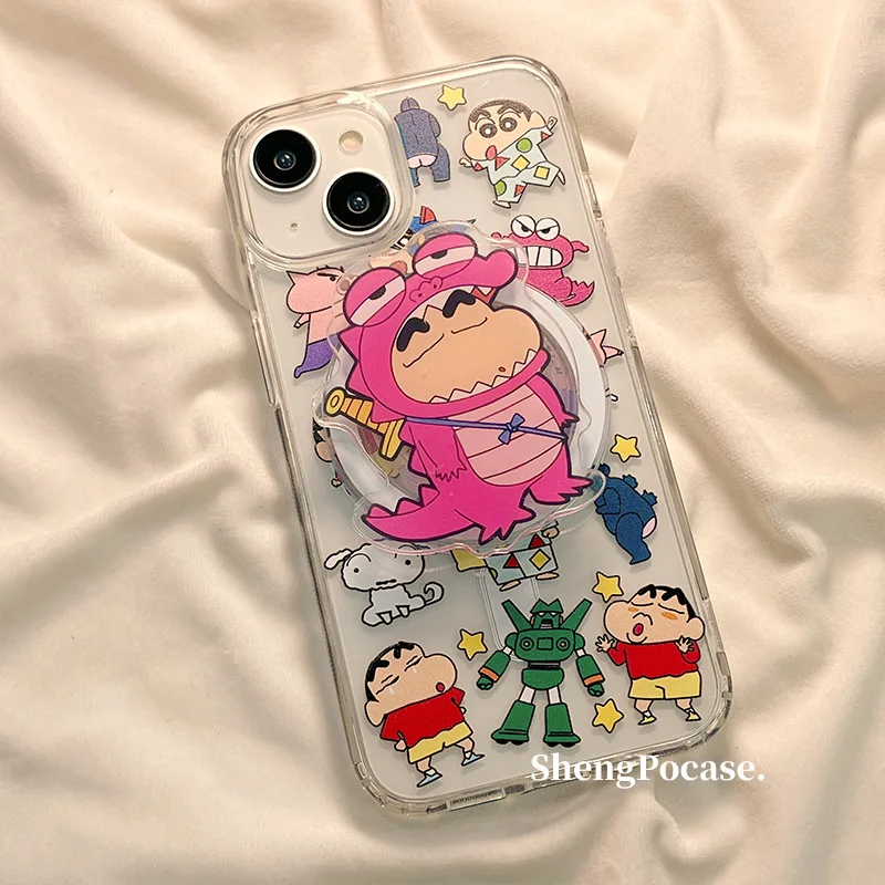 Crayon Shin-Chan Iphone 15 Pro max 12 13 14 милый чехол для мобильного телефона с магнитным