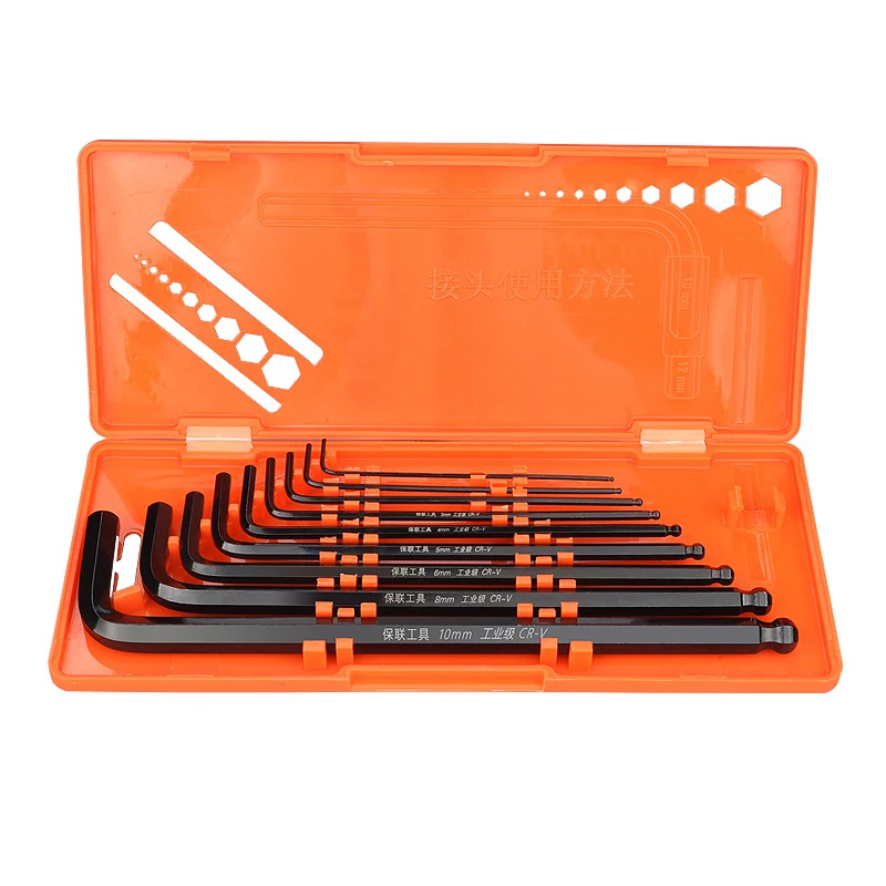 

9Pcs Hex Wrench Set Double-End L Type Allen Key Hexagon Flat Ball Torx Star Head Wrench For Bicycle Furniture Disassemble Repair