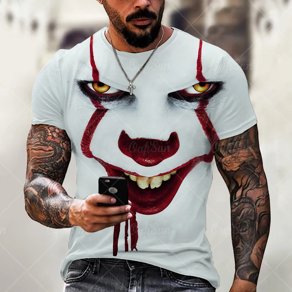 

Funny 3D Men/Women Short Sleeve O-Neck T-shirt For Men Animation Hip Hop Joker Face Casual T-shirt Short Sleeve Cosplay Party
