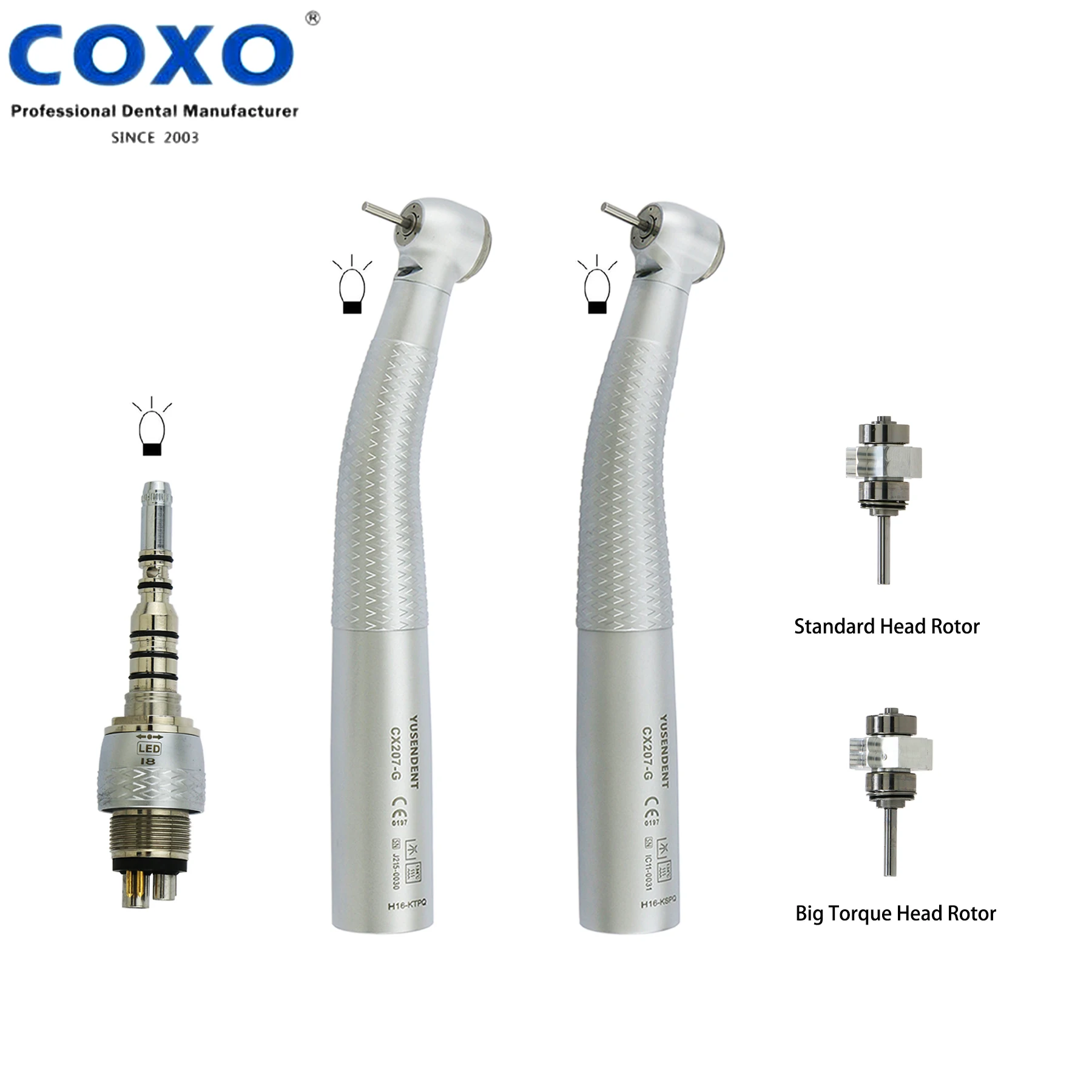 

COXO YUSENDENT Dental Fiber Optic High Speed Handpiece Air Turbine Fit KaVo MULTIFLEX LUX LED Quick Coupler Coupling 6 Holes