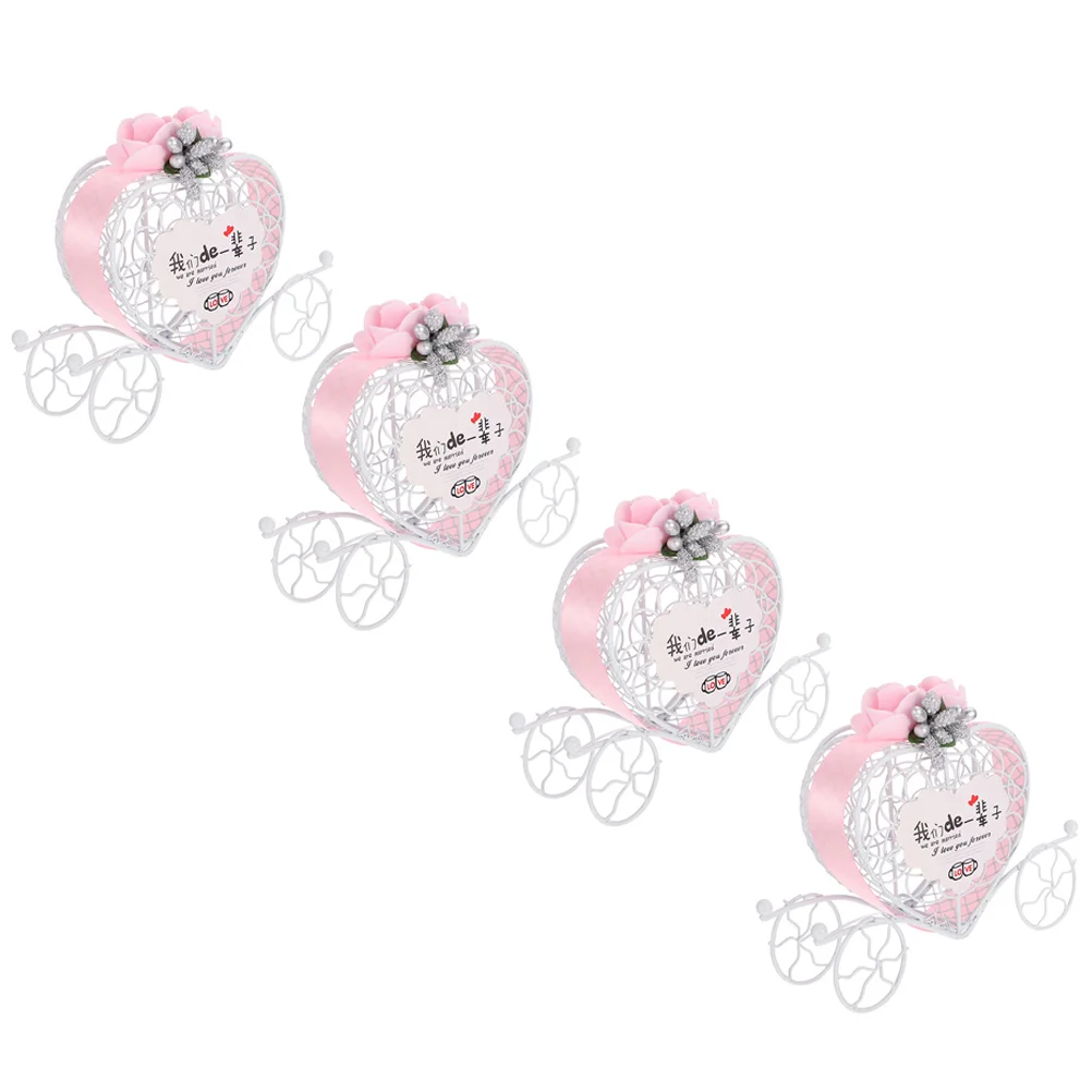 

4 Pcs Candy Box Metal Case Party Favor Containers Wedding Favors Banquet Cases Tinplate Cookies Boxes