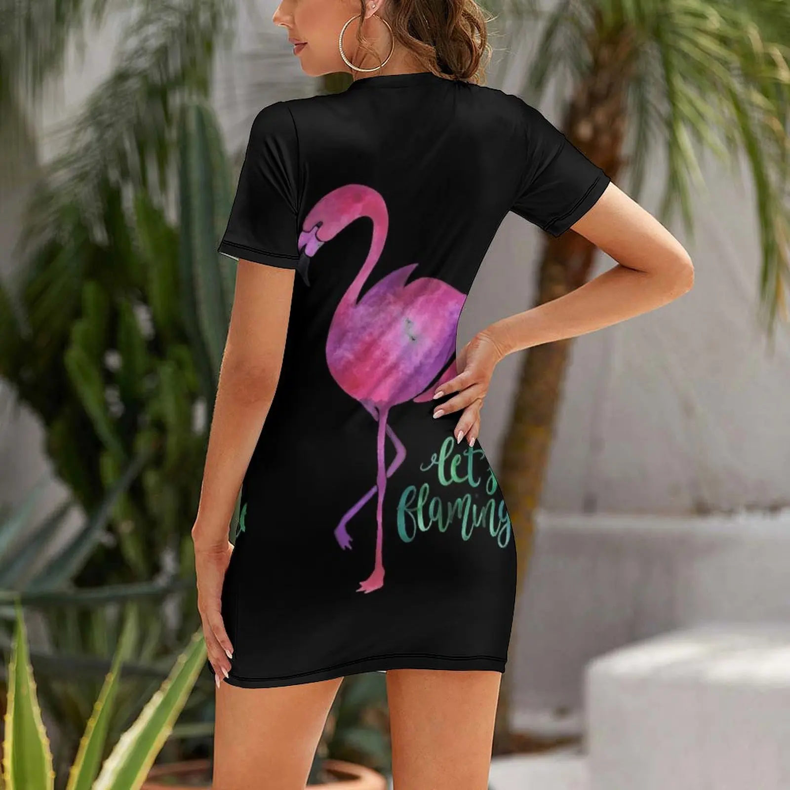 Давайте полумламинго! Платье с короткими рукавами женское летнее платье