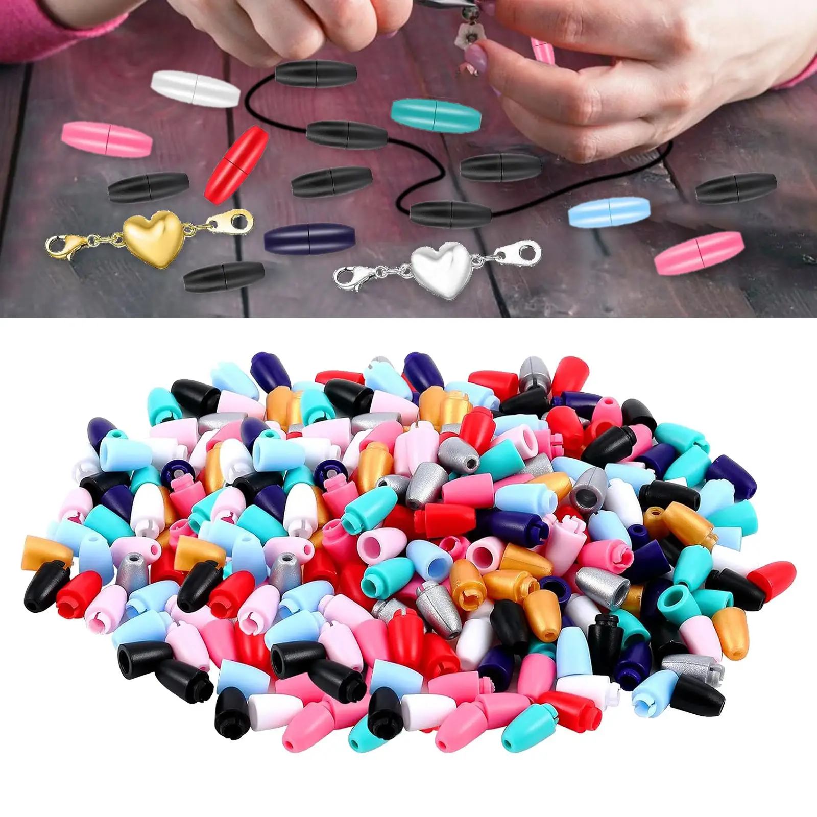 

100x Clasp Bead Barrel Connectors Separable DIY Craft Accessories Lanyard Clasps for Jewelry Making Lanyard Necklaces Bracelet