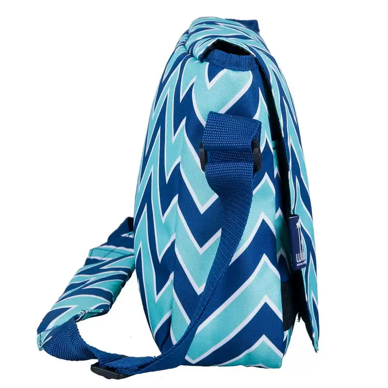 Perfect Chevron Blue 13-Inch Kids Messenger Bag, Ideal for School & Traveling for Girls