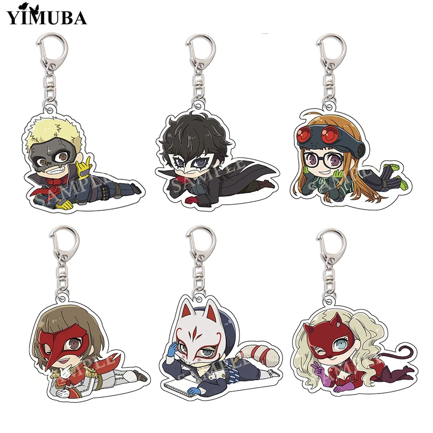 Акриловый брелок для ключей Game Persona 5, Мультяшные фигурки Ren Amamiya Makoto Niijima Anne Takamaki, аксессуары для сумок версии Q