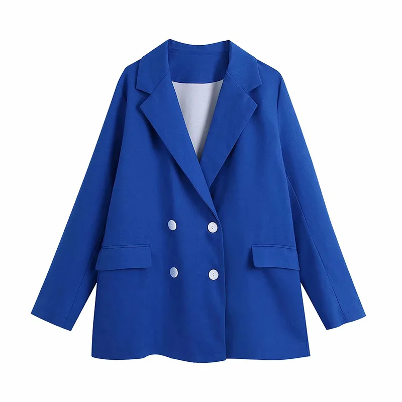 

Solid Chic Office Lady Straight Blazers For Women Elegant Stylish Coats 2023 Women's Long Sleeve Double Breasted Slim Blazer