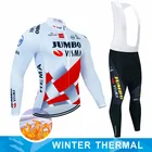 Новое поступление, Джерси для велоспорта Jumbo Visma для команды, Зимняя Теплая Флисовая одежда для велоспорта, комплект велосипедных брюк с нагрудником, одежда для горных велосипедов