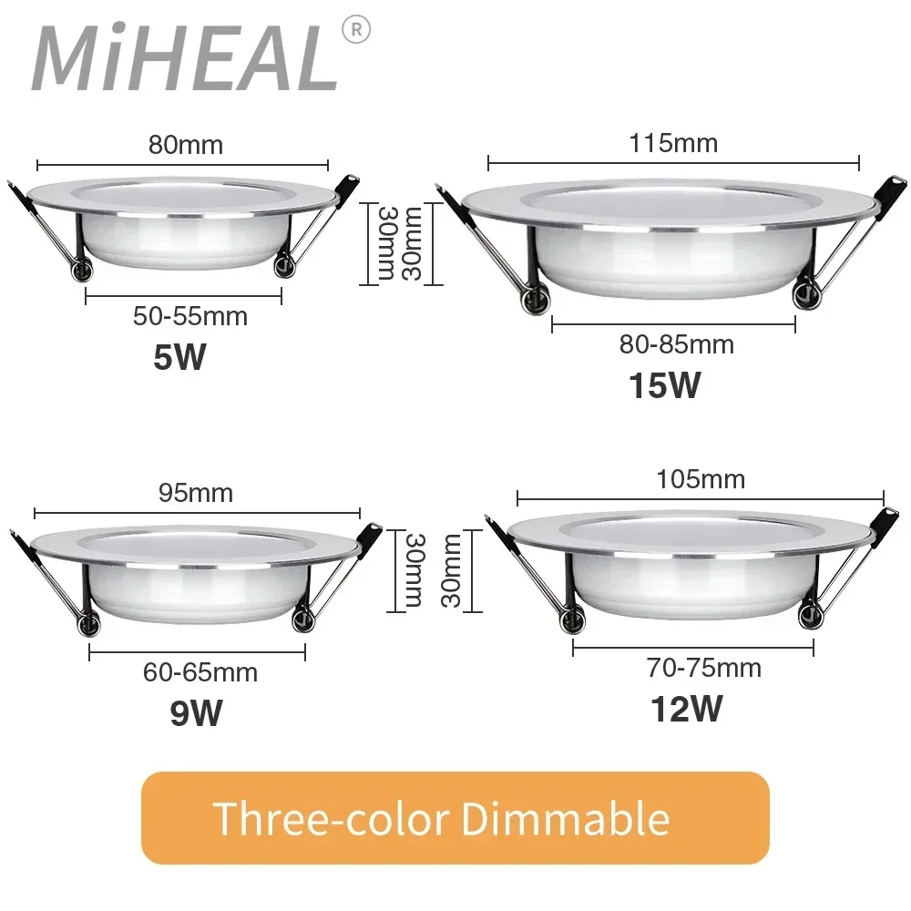 10 шт. светодиодный потолочный светильник 220 В 5 Вт 9 12 15 встраиваемый круглый