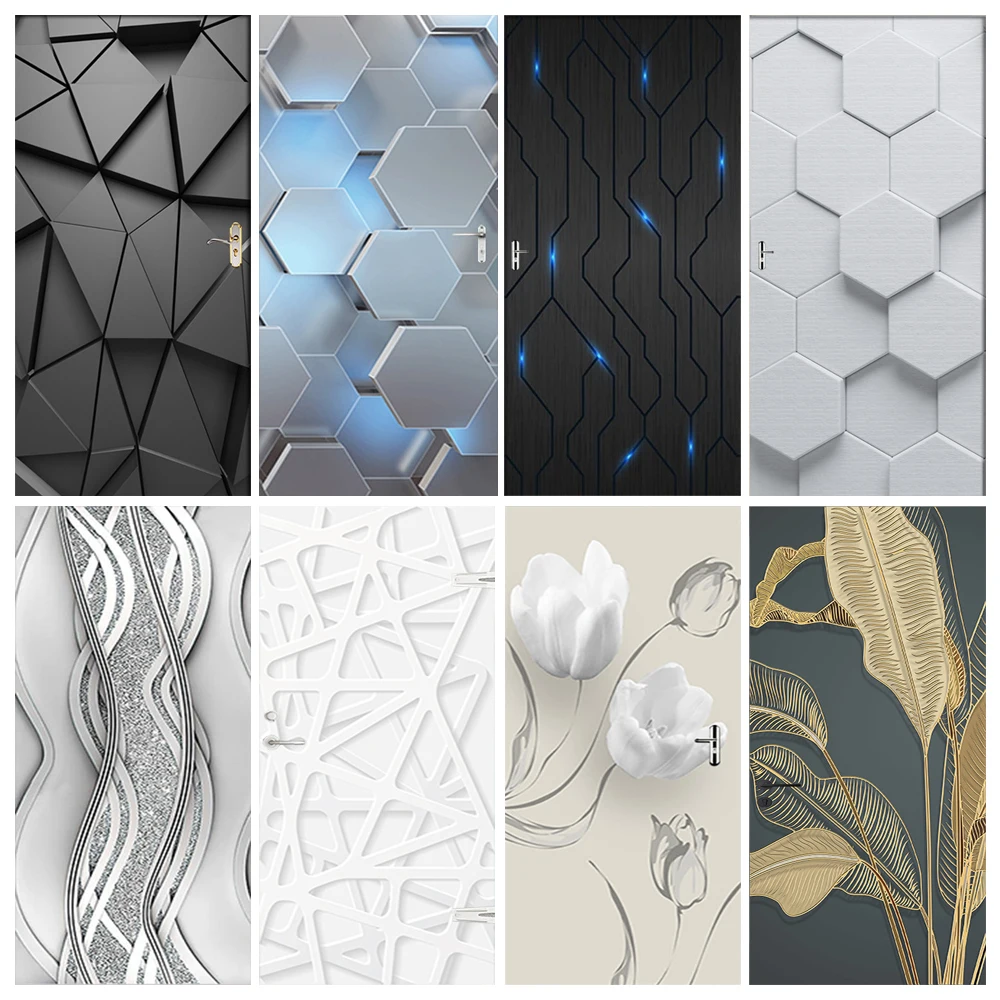 

Self Adhesive 3D Door Stickers Modern Sticker Wallpaper DIY PVC Waterproof Removable Art Poster Decals Home Decor