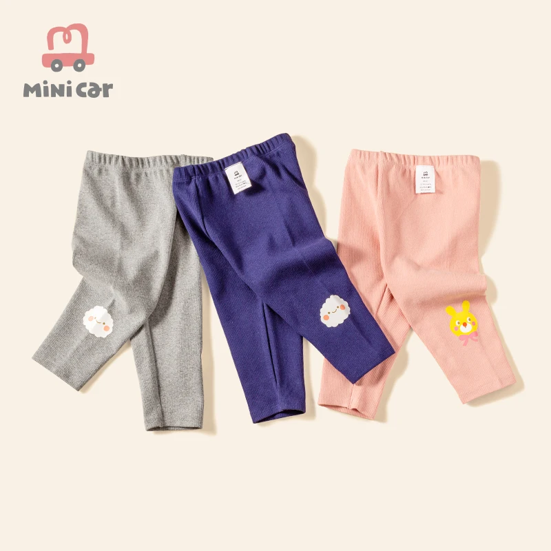 

MiniCar Baby Pants 2022 Knitted Candy Color Bottoms Outfits Toddler Girls Leggings Striped Casual Trousers