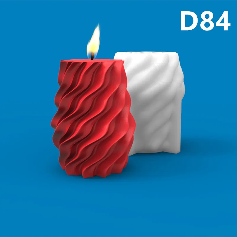 

D84 Cylindrical Twisted Waves Candle Silicone Mold Gypsum form Carving Art Aromatherapy Plaster Home Decoration Mold Handmade