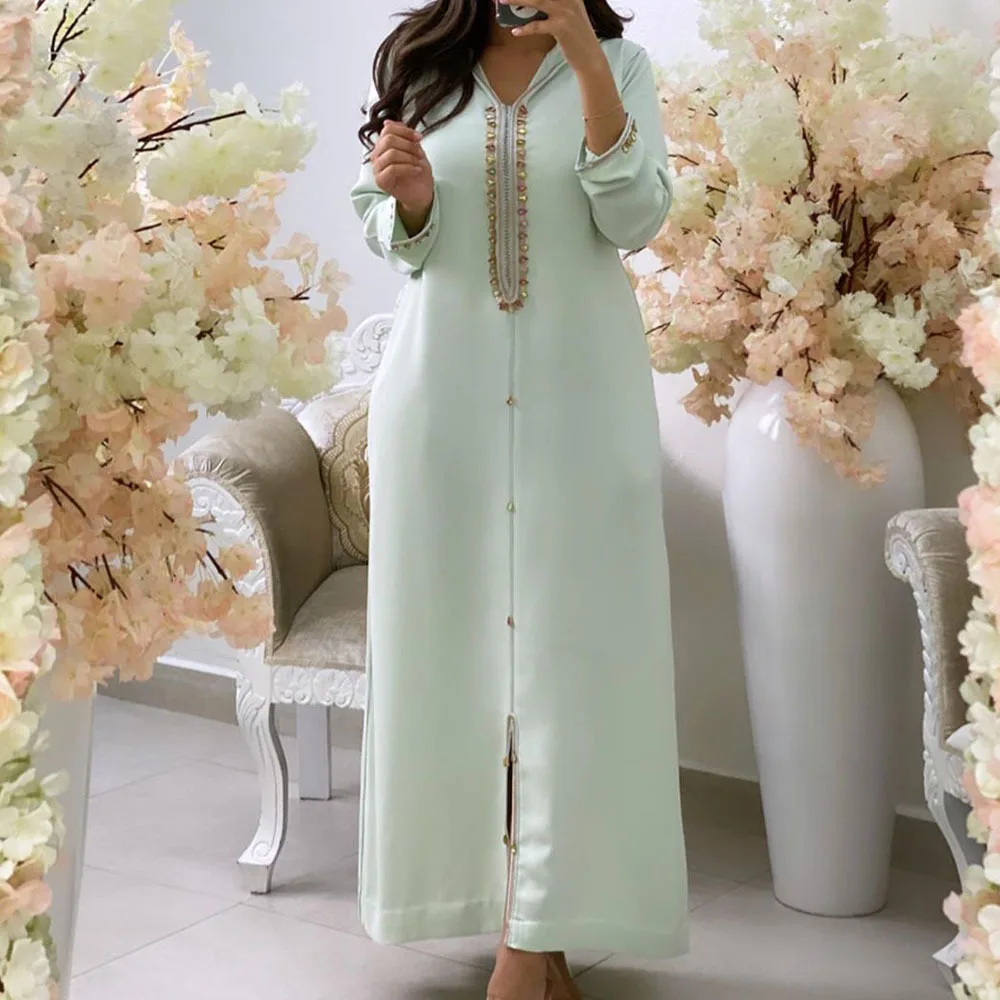 Wepbel Muslim Dress Abaya Women Loose Hooded Djellaba Women's Formal Dress Islamic Clothing Ramadan Eid Abaya Robe Kaftan
