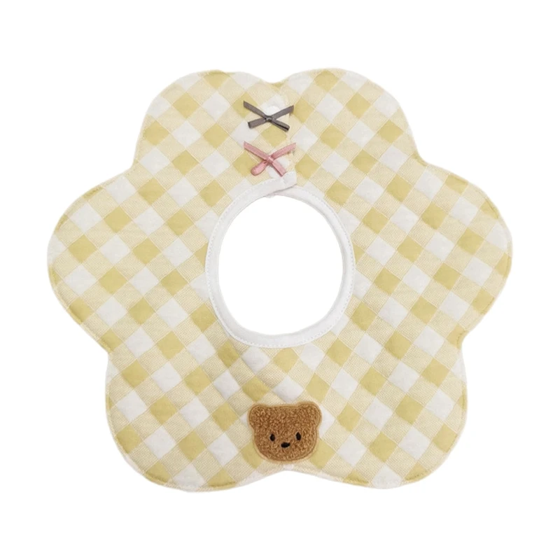 

Cartoon Bear 360 Degree Rotation Burp Cloth Baby Flower Shape Feeding Bib Bandana Scarf Muli Layers Soft Pure Cotton