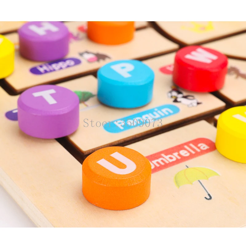 Children Montessori Maze Boards Wooden Toys Slide Puzzle Animal Digital Letter Matching Games Early Educational Learning | Игрушки и