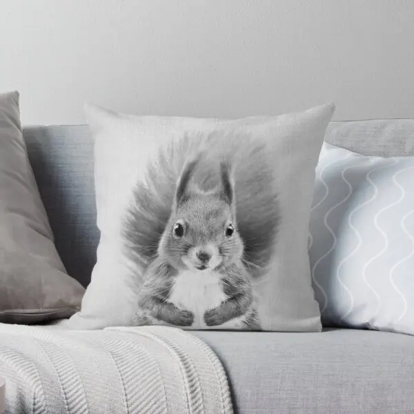 

Squirrel 2 Black White Printing Throw Pillow Cover Sofa Hotel Office Wedding Square Bed Case Cushion Decor Pillows not include