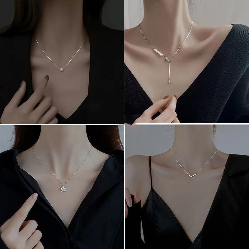 

Geometric Pearl Necklace Female Niche Design Sense Cold Wind Clavicle Chain Tide Advanced Light luxury pendant neck chain