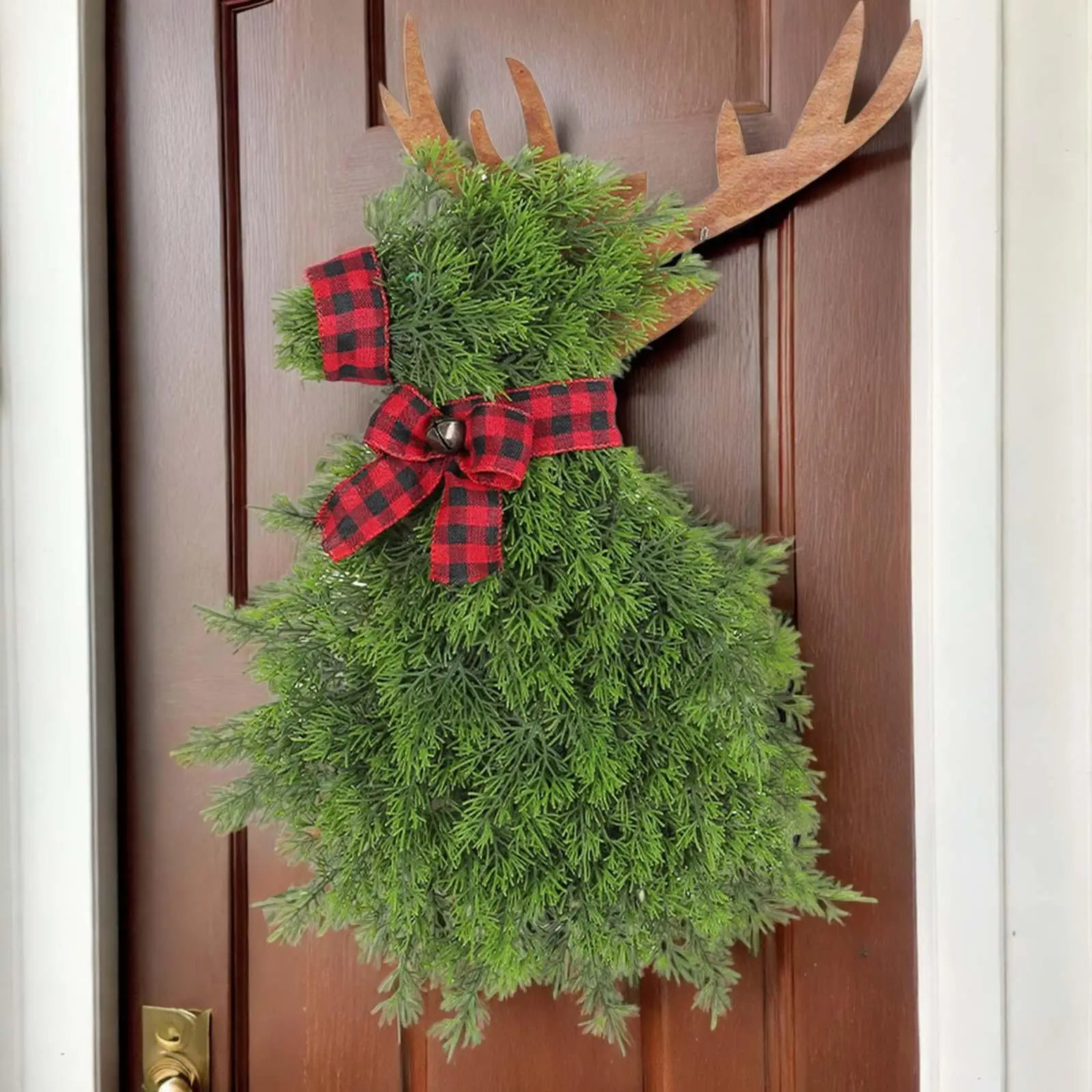 

Elk Christmas Wreath Decorative Supplies Home Decor Xmas Wreath Ornament for Indoor Outdoor Fireplace Windows Wall Office
