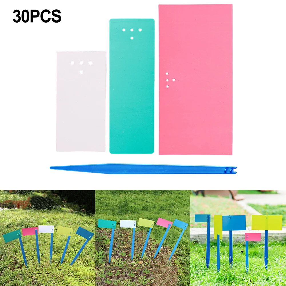 

30 Pcs Garden Reusable Plastic Plant Labels T-type Sign Tags Waterproof Markers Record Plate Flower Vegetables Potted Stakes