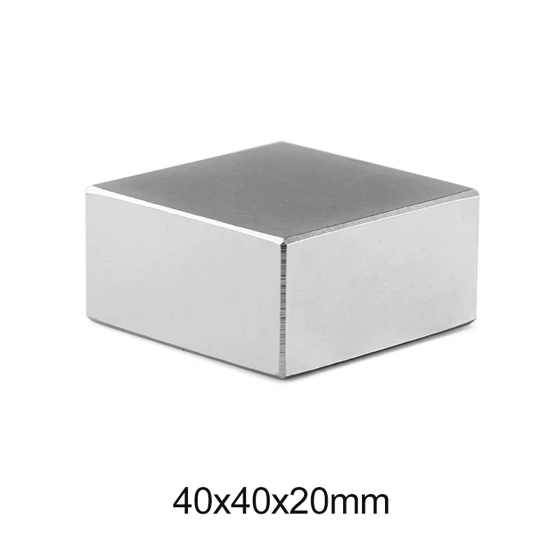 1/2PCS 40x40x20 mm Толстая Квадратная Постоянная Магнитная Полоса с неодимовым магнитом N35 40x40x20 мм Сильный Магнит 40*40*20