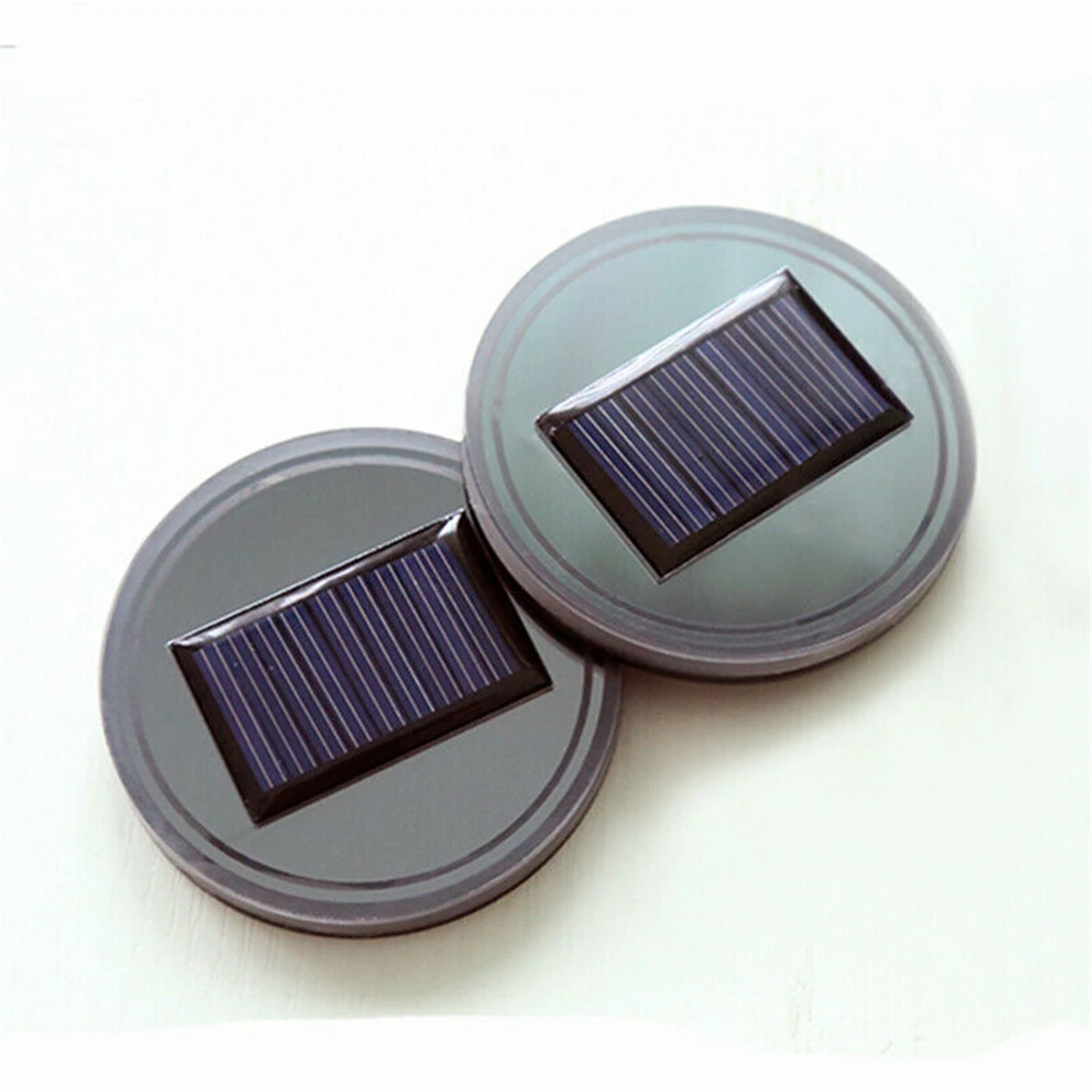 

2 Pcs Solar LED Lights Car Cup Holder Mat Cup Pad Drinks Coaster Blue Car Accessories