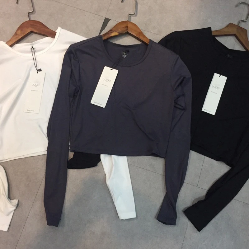 

New Yoga Top Women's Long T-shirt Short Versatile Daily Long Sleeve Outdoor Sports Long Sleeve Clothing Fitness