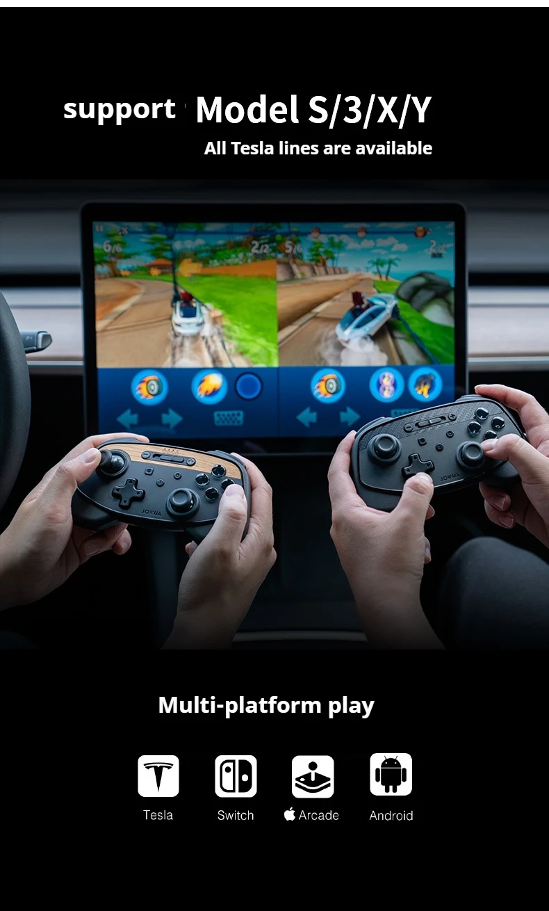 Фото Беспроводной геймпад Jowua для Tesla Model Y/X/S3, Bluetooth-контроллер для ПК, мультиплатформенный геймпад с гироскопом №3