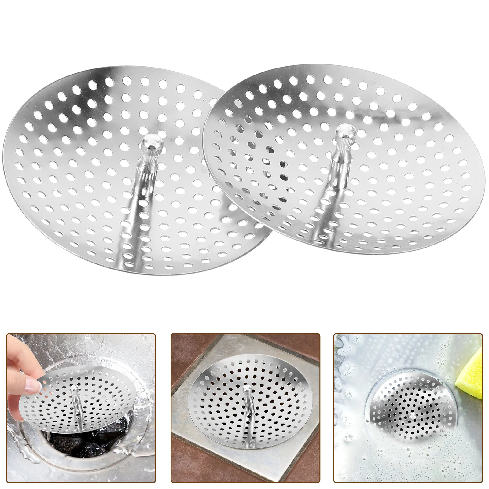 

2 Pcs Sink Strainer Drain Filter Metal Strainers Kitchen Stainless Steel Basket