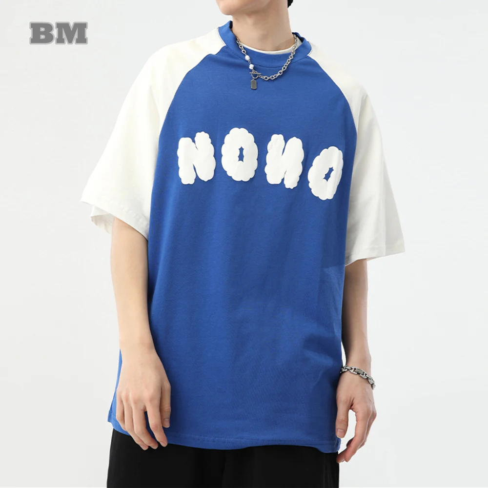 

American Streetwear Letter Print Patchwork Couple T-Shirts Unisex Summer Hip Hop Oversized Tops Harajuku Casual Short Sleeve Men