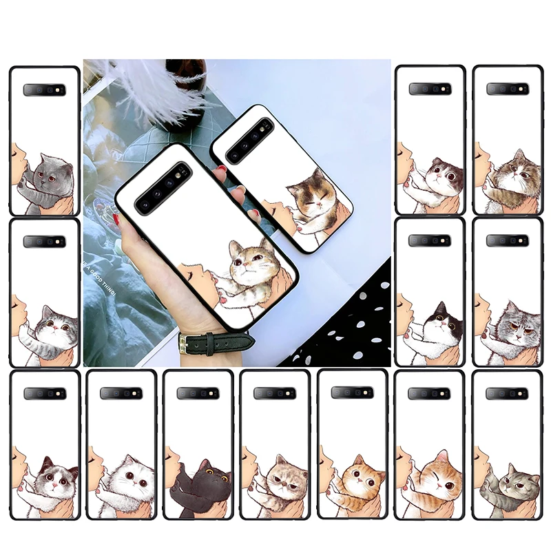 

No Kisses Cat Illustration Phone Case For Samsung S23 S22 S20 Ultra S20 S22 Plus S10 S9 Plus S21 Plus S10E Plus